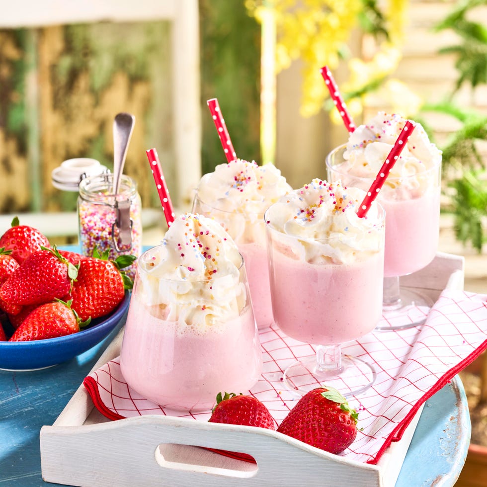 strawberries cream milkshake