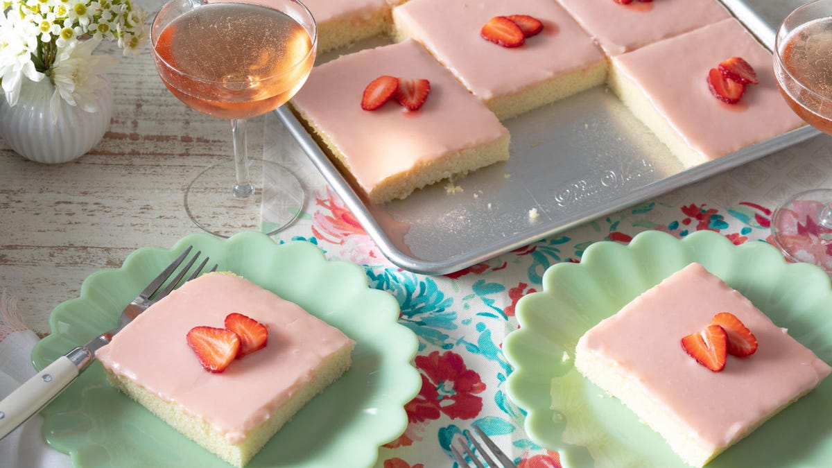 preview for Strawberries and Rosé Sheet Cake