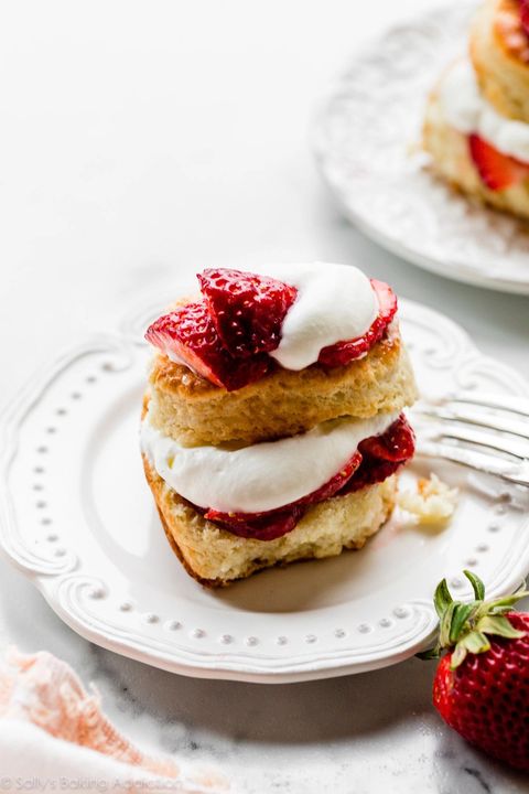 strawberry shortcake on white plate