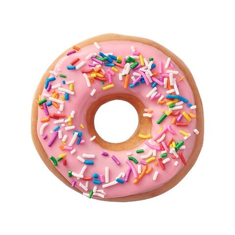 Doughnut, Ciambella, Food, Wheel, Pink, Sprinkles, Baked goods, Pastry, Automotive wheel system, Glaze, 