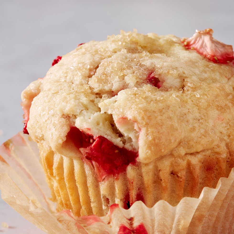 closeup of a strawberry muffin