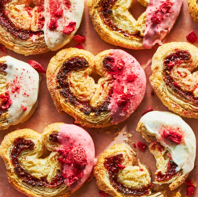 Strawberry Palmiers strawberry palmiers with pink and white icing