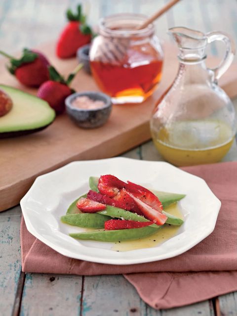 avocado and strawberries with honey vinaigrette