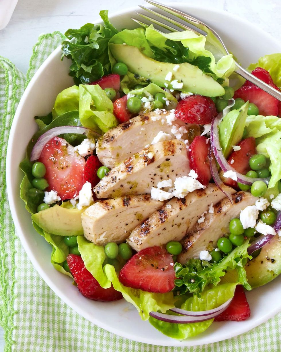 grilled chicken and strawberry cobb salad