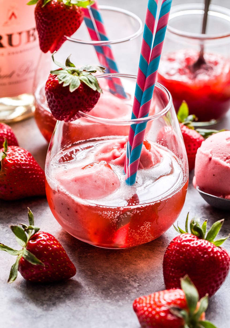strawberry sorbet rose floats