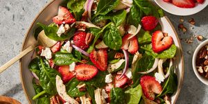 strawberry spinach salad with feta and pecans