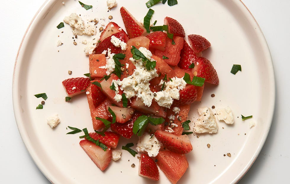 Strawberry, watermelon, and feta salad