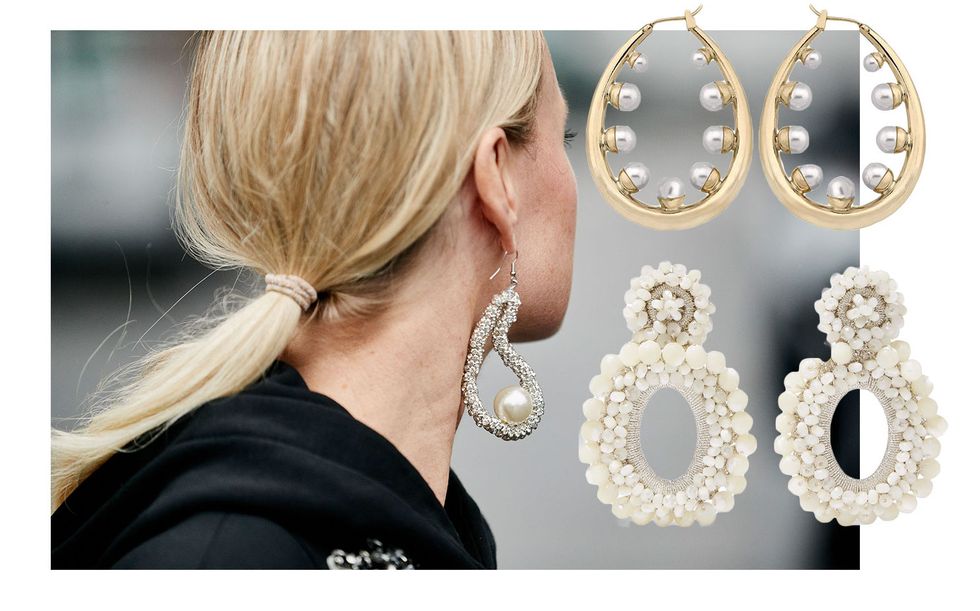 Street style pearl earrings