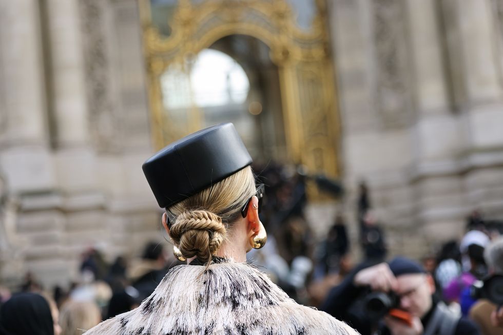 street style with tatiana korsakova at the schiaparelli show during paris fashion week