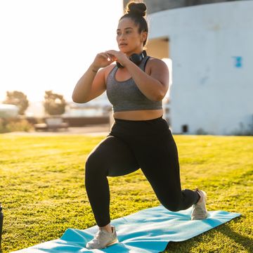 stretching outdoors.