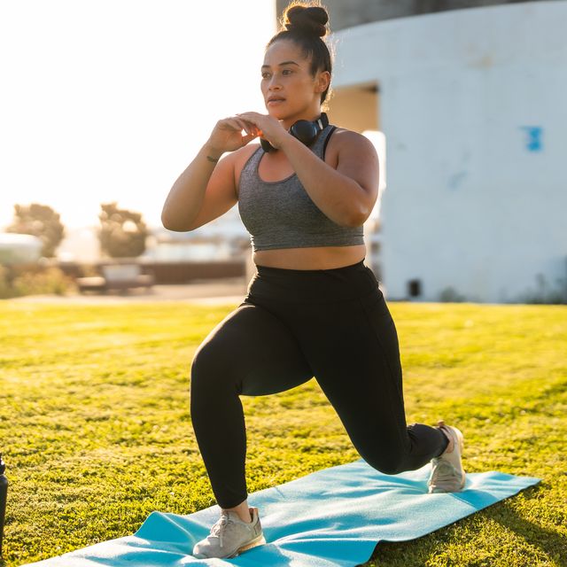 stretching outdoors.