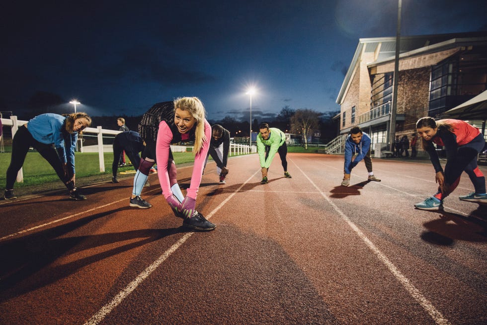 Stretching Before a Training Session at the Track