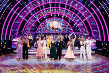 strictly come dancing 2023 week 5, couples are introduced at the bottom of the studio stairs