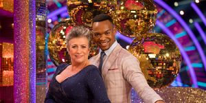 strictly come dancing 2020   caroline quentin and johannes radebe together on the strictly set