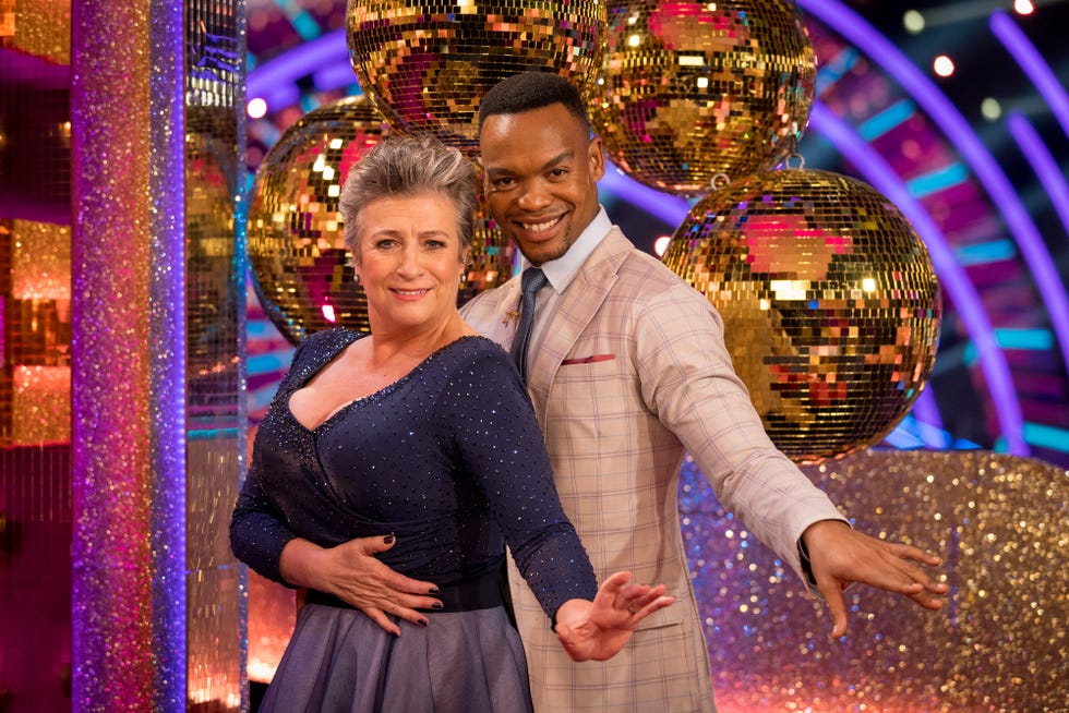 strictly come dancing 2020   caroline quentin and johannes radebe together on the strictly set