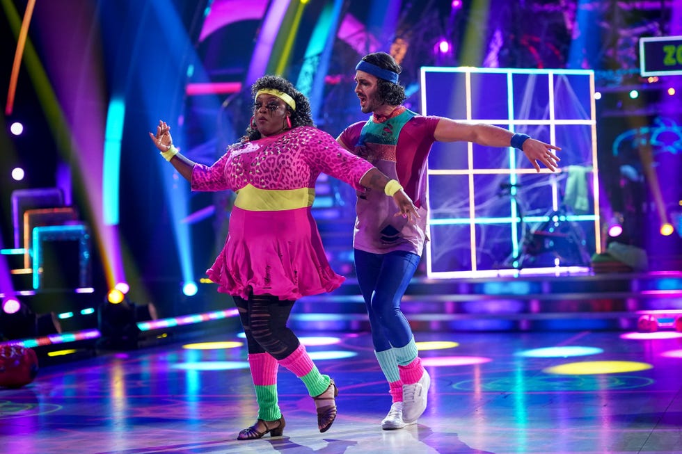 strictly come dancing's judi love and graziano di prima dance a cha cha on halloween week