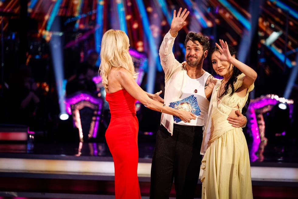 Tess, Shayne and Nancy Strictly 2024 couple salute as they are eliminated from series