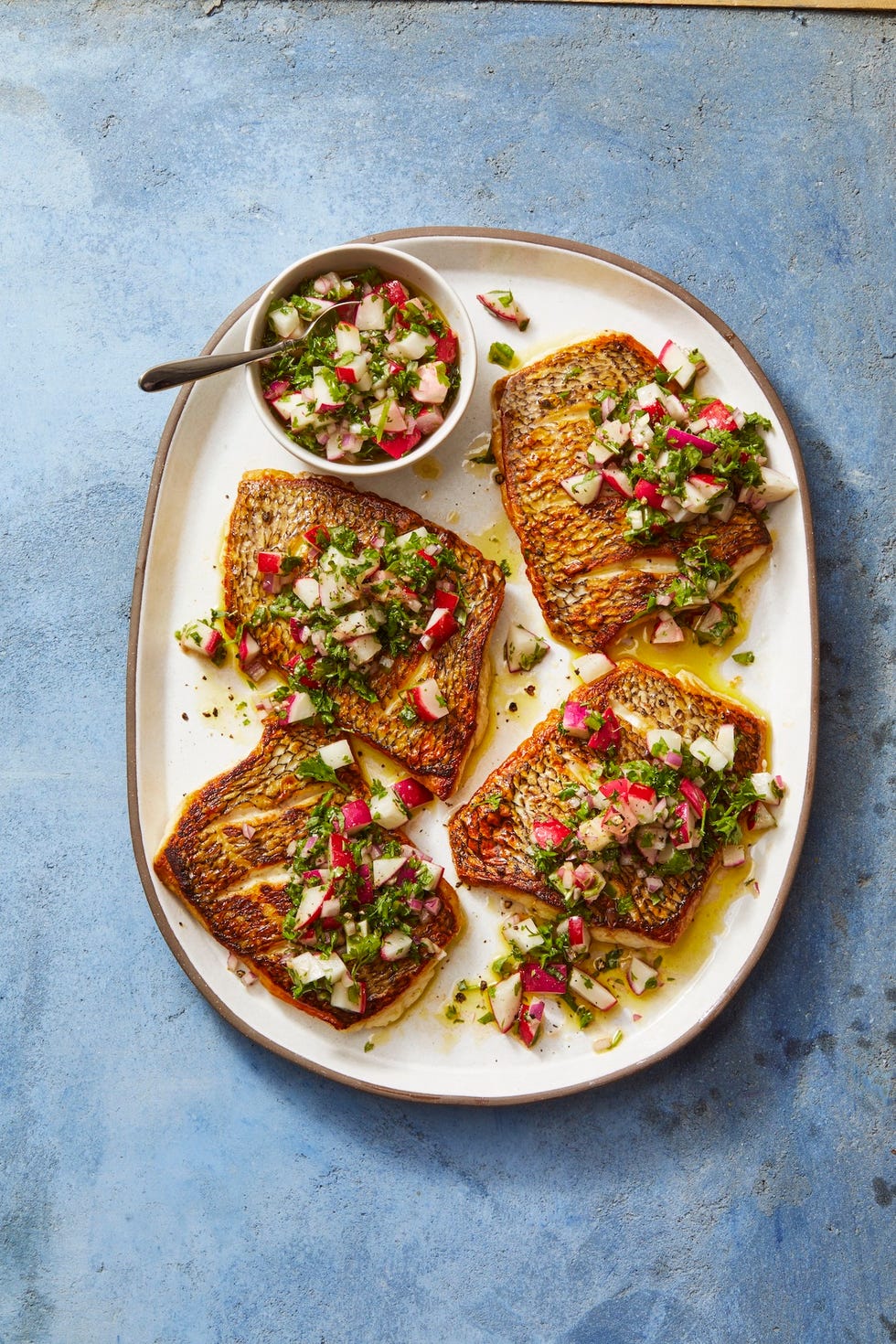 Striped Bass with Radish Salsa Verde