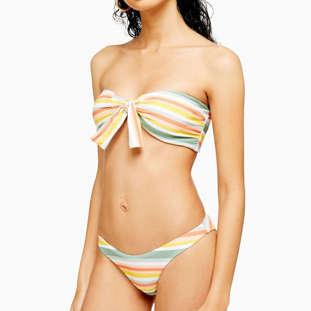Striped strapless bikini