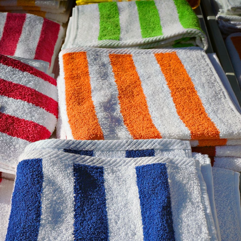 striped towels at the market.