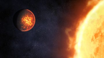 illustratie van 55 cancri e en zijn ster