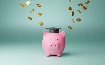 student loan and piggy bank concept