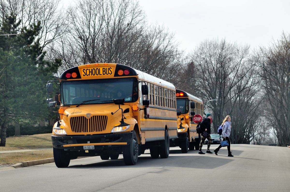 Students Exiting School Bus Near Home