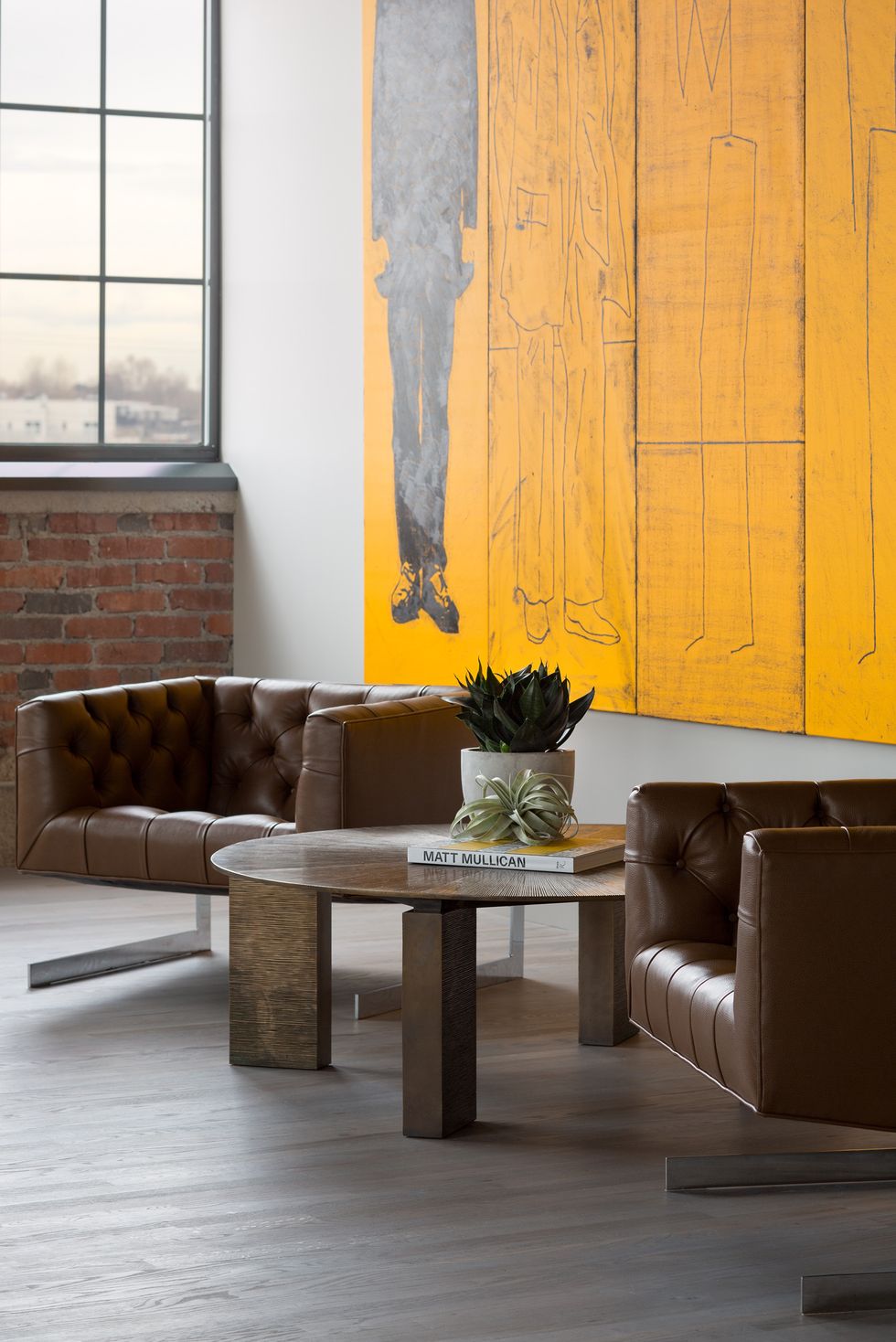 Furniture, Yellow, Room, Interior design, Floor, Coffee table, Orange, Table, Wall, Living room, 