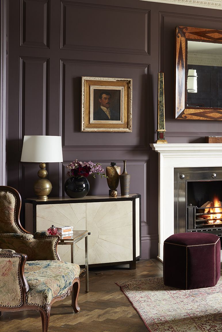 purple walls living room idea