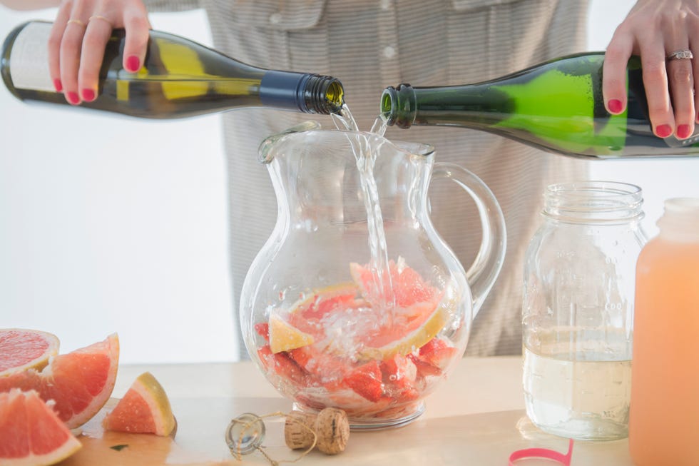 studio shot of fruit cocktail preparation