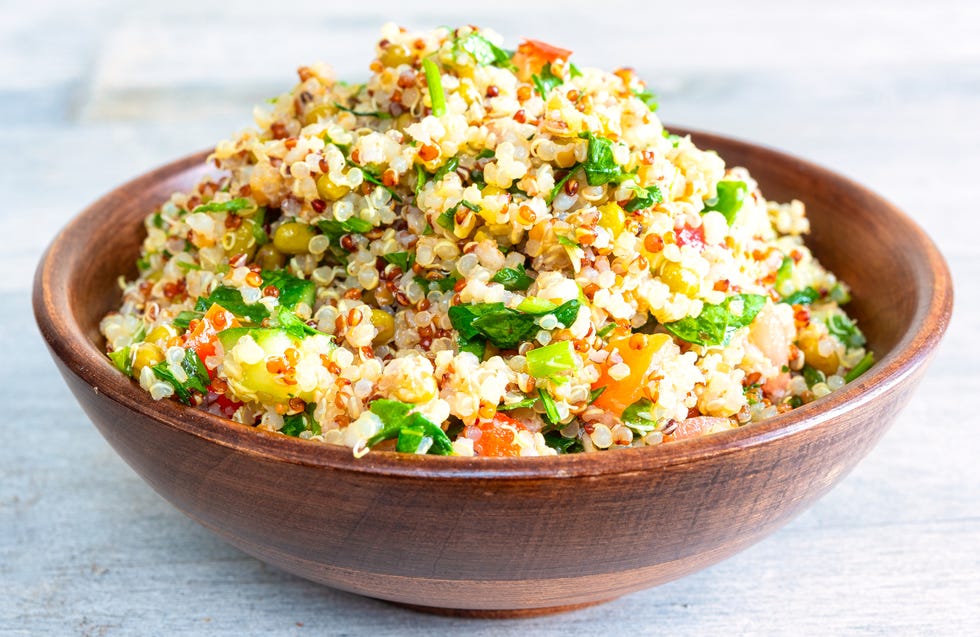 studio shot of mixed quinoa salad