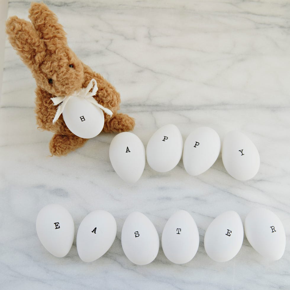 Stuffed Easter bunny with Easter eggs