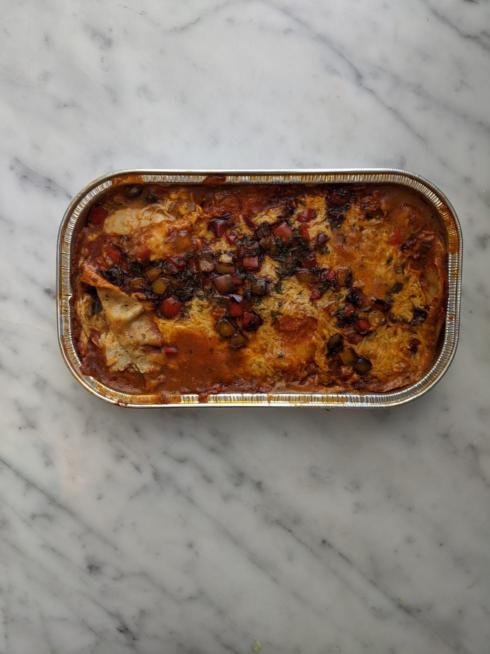 costco rotisserie chicken enchilada baked in aluminum tray