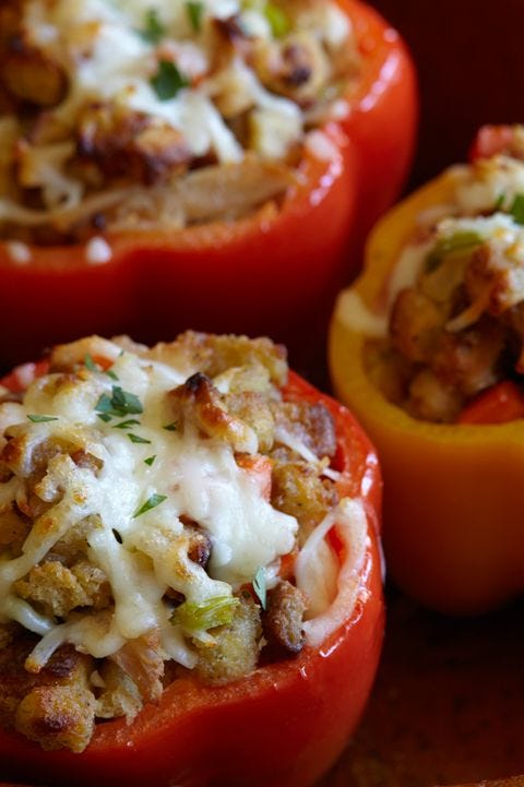 turkey and stuffing stuffed peppers
