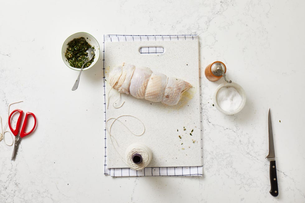 stuffed rolled turkey breast with skin on