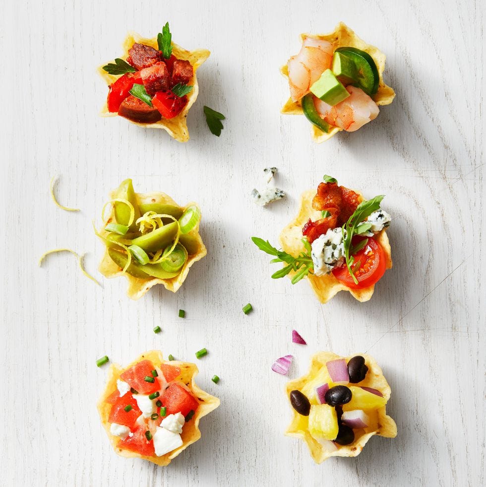 stuffed tortilla cups with a variety of different fillings