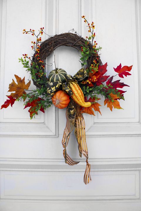 A stunning hung up autumn wreath