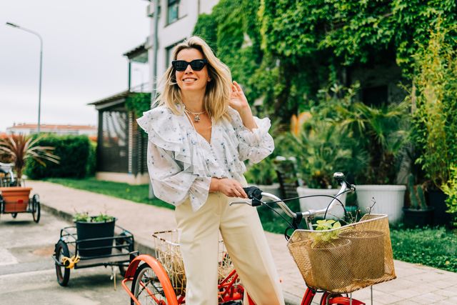 stylish blonde woman
