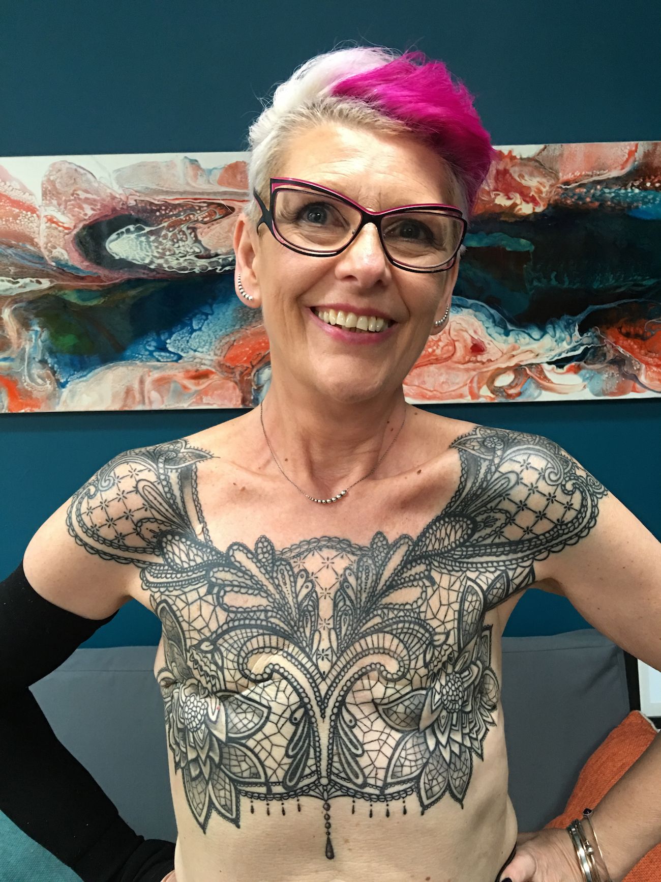 Woman Gets Chest Tattoo To Cover Her Mastectomy Scars