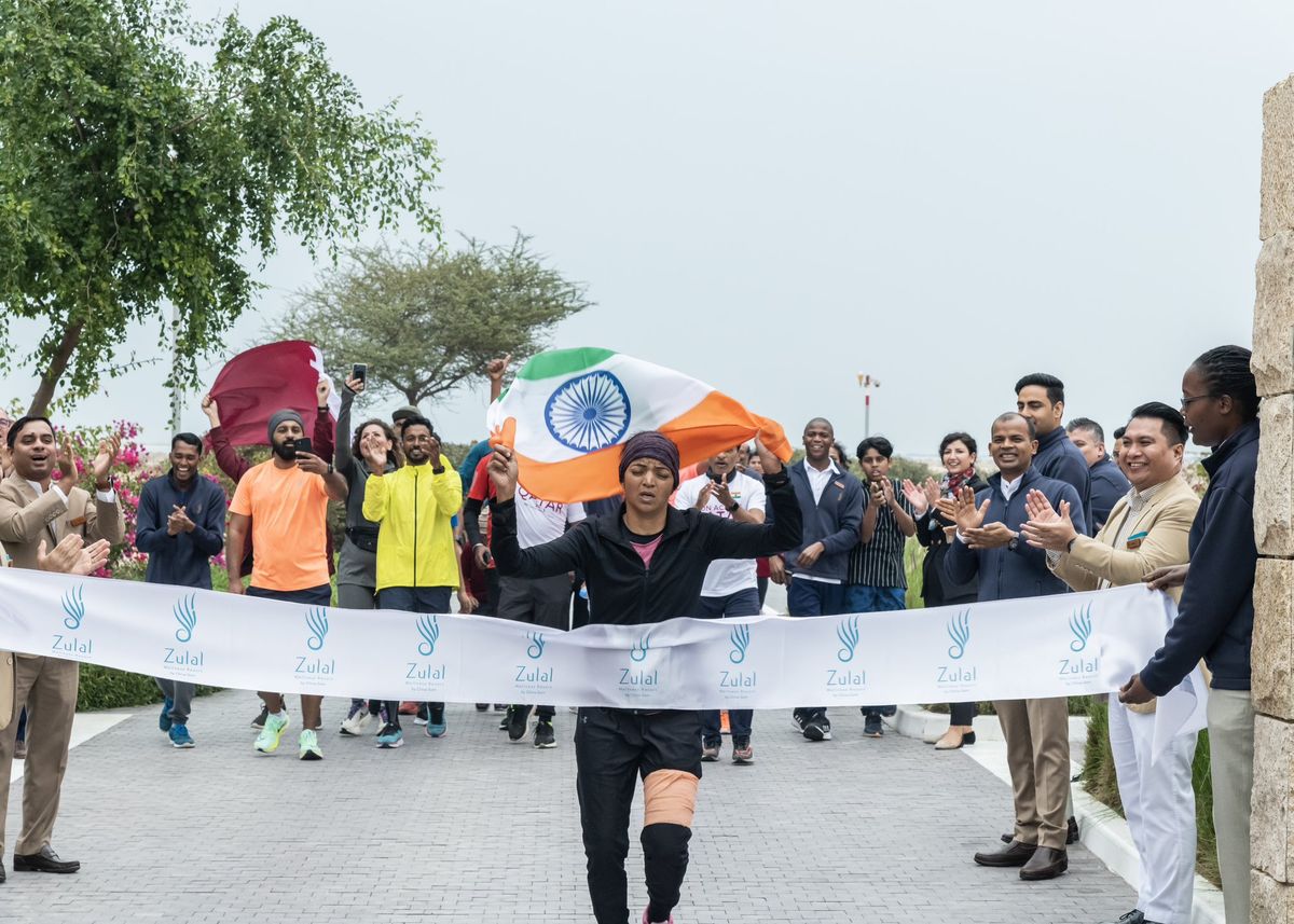 sufiya sufi finishes her run across qatar