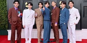 bts attends 64th annual grammy awards arrivals