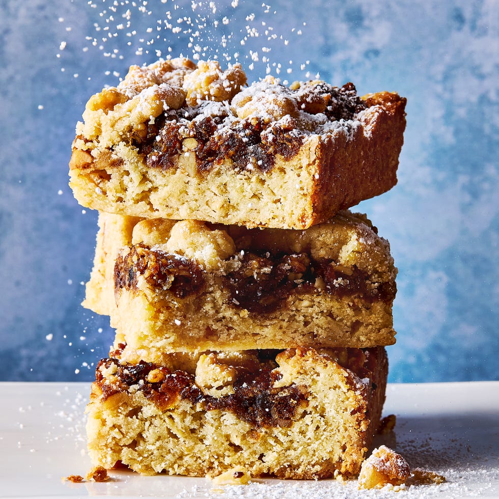 dessert bars with dried prunes, apricots, and dates