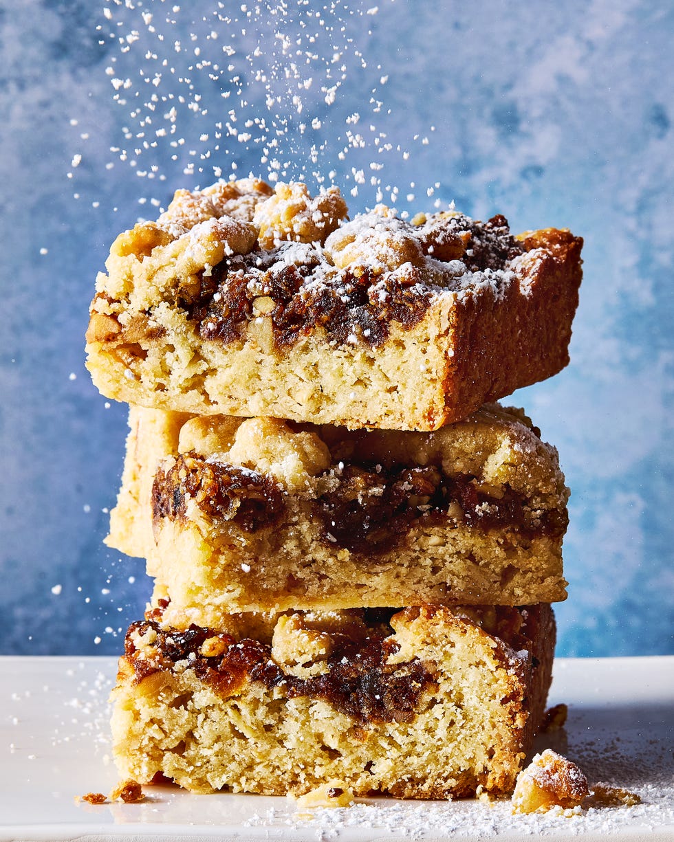 dessert bars with dried prunes, apricots, and dates