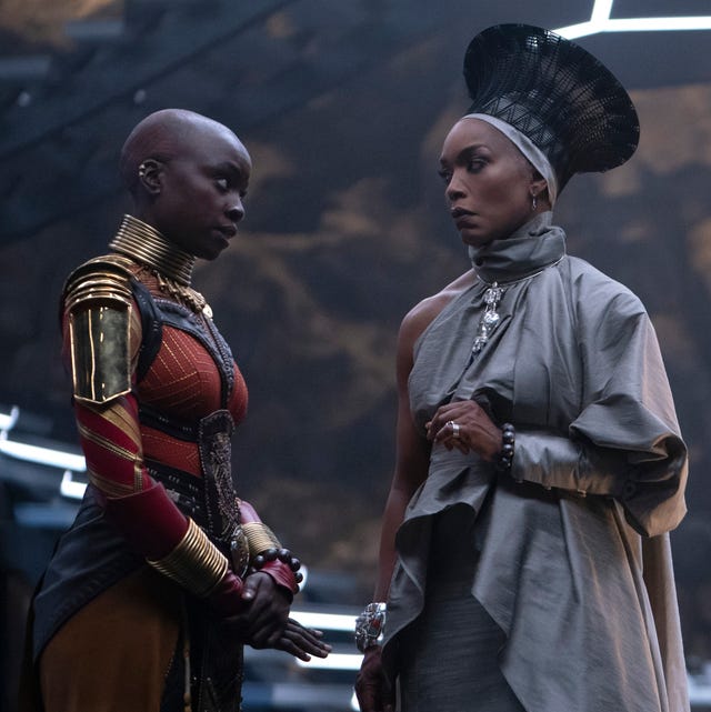 l r danai gurira as okoye and angela bassett as ramonda in marvel studios' black panther wakanda forever photo by eli adé © 2022 marvel