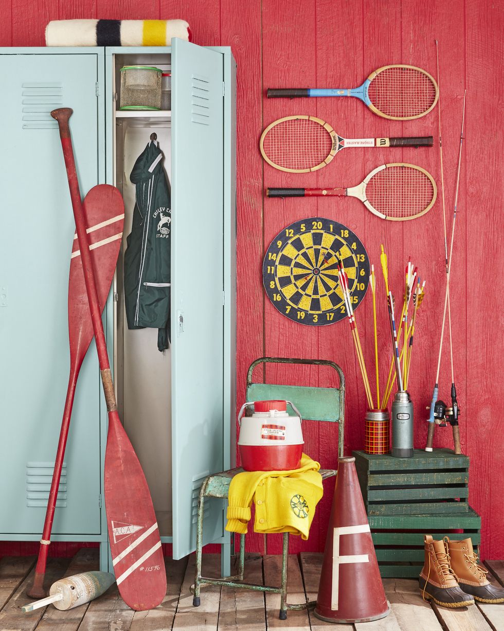 vintage sports equipment and decor