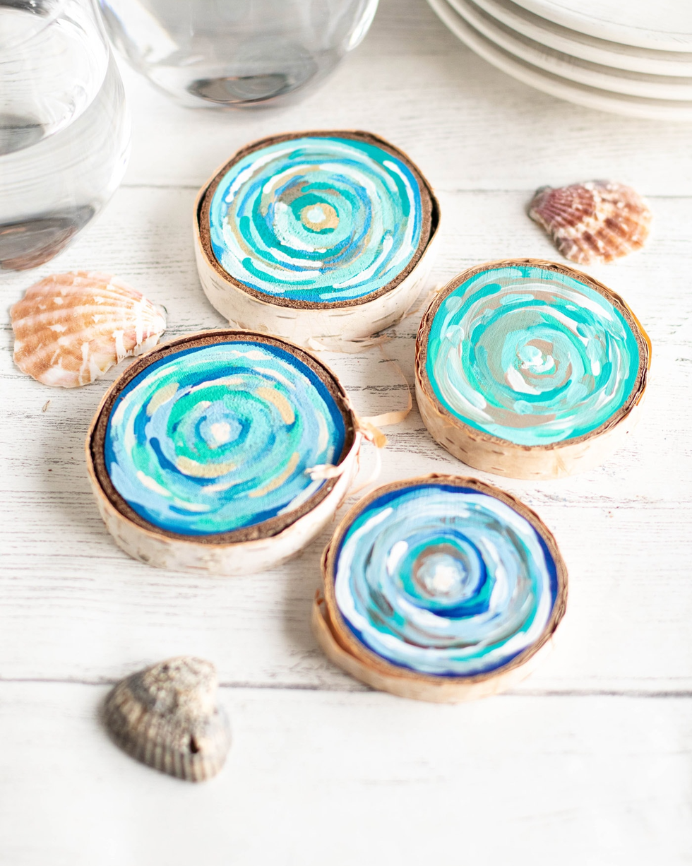 Summer Crafts Coastal Wood Slice Coasters