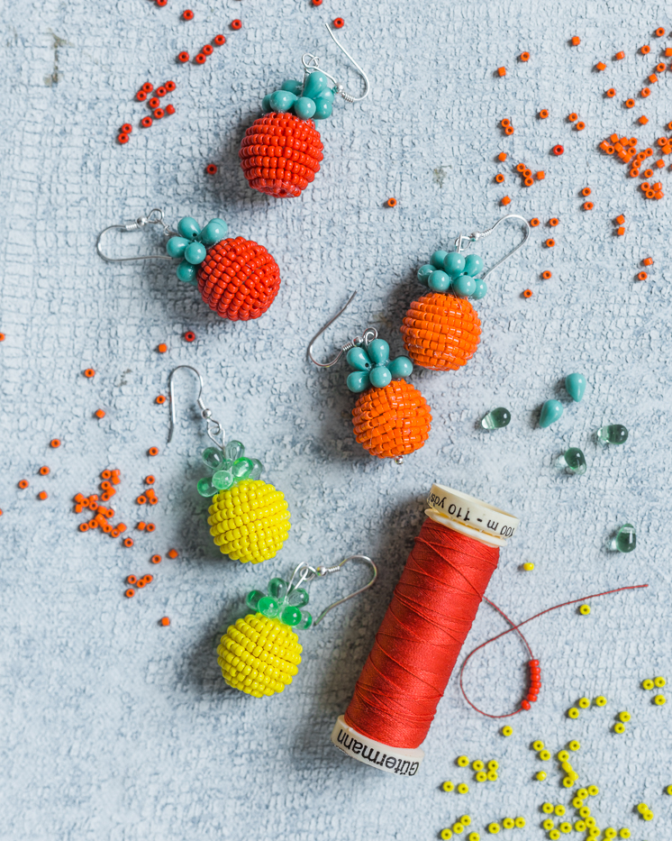 Summer handmade DIY fruit earrings