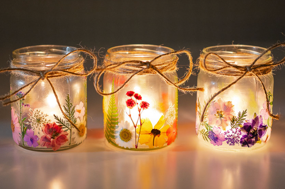 farolillos con flores