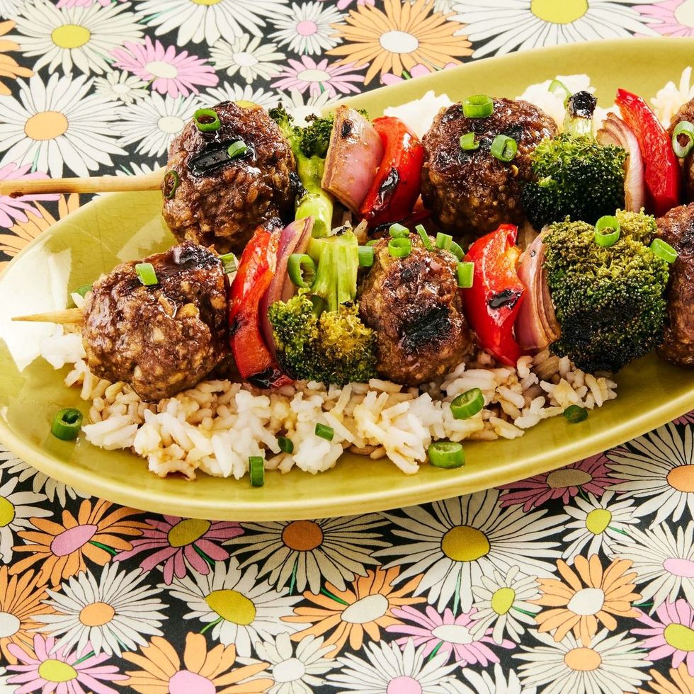 summer dinner recipes teriyaki meatball broccoli kebab