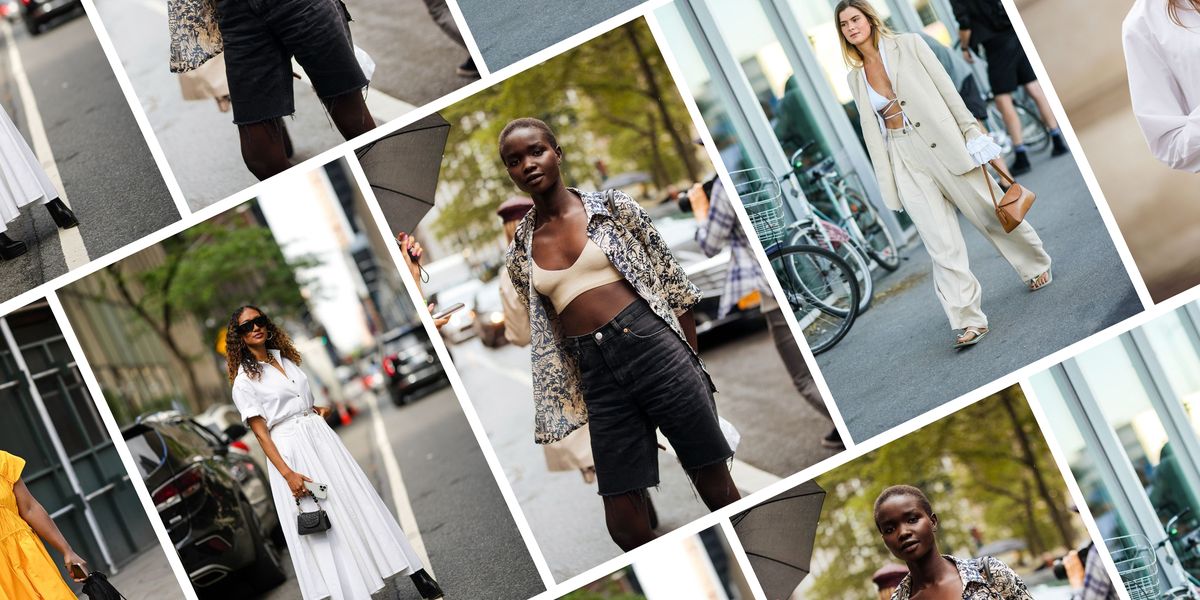 a collage of women wearing summer outfits in a roundup of the best summer outfit ideas 2023